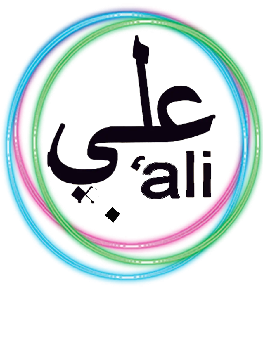 Circular vector of the name Ali in Persian and English with full hd quality