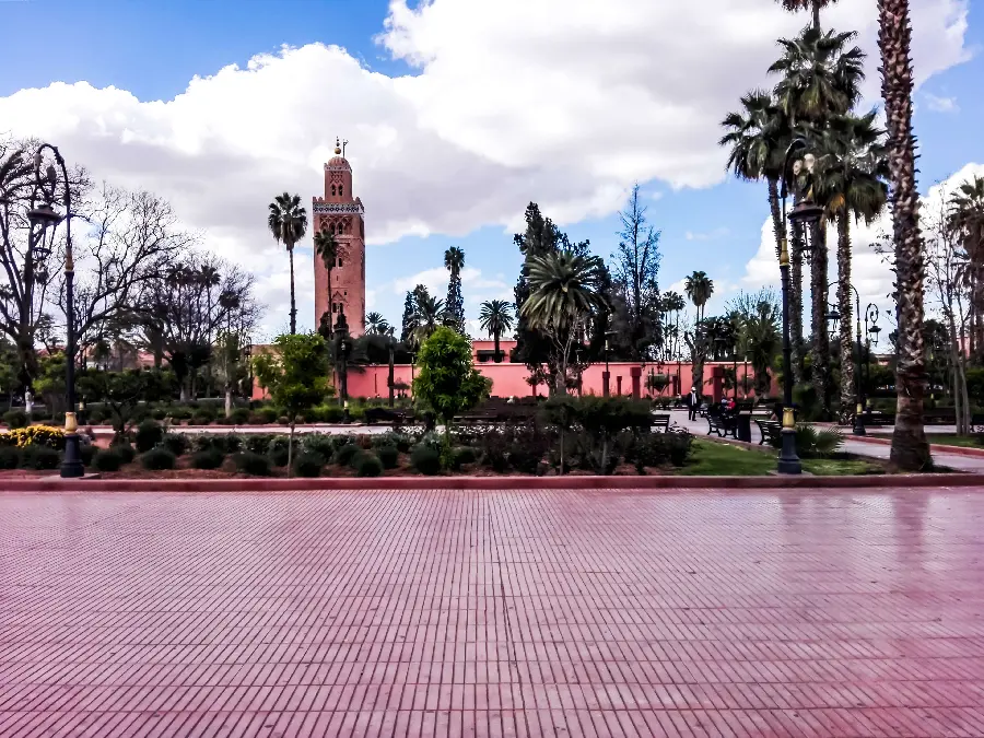 Beautiful view of the mosque of the inscription in Morocco for Instagram post