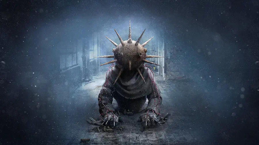 Image of a Man with a Strange Thorny Head Suitable for a Scary Wallpaper