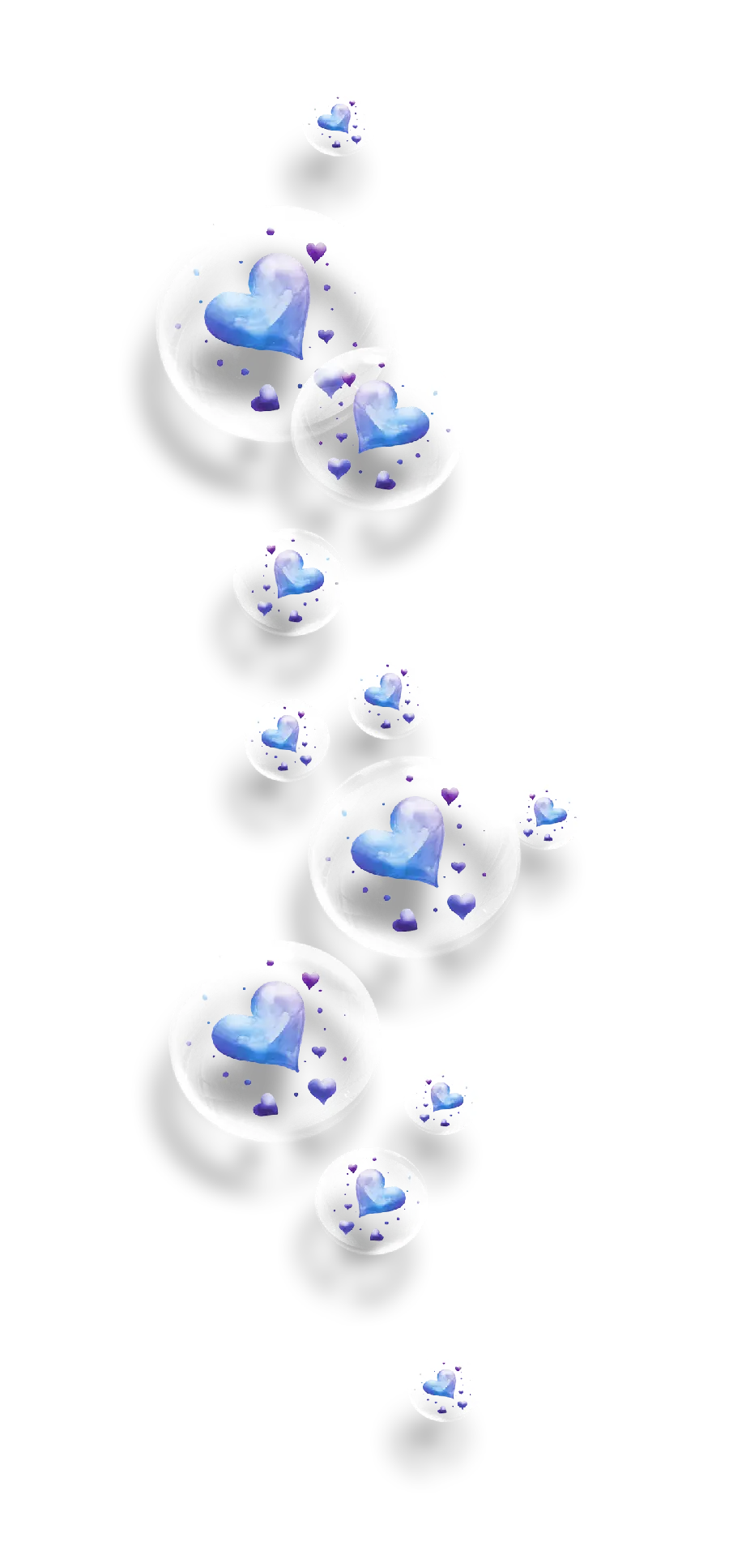 Photo of big soap bubbles and blue heart inside them for editing romantic photos