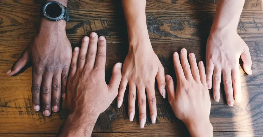 Photo of friendship and respect between different races and skin colors around the world