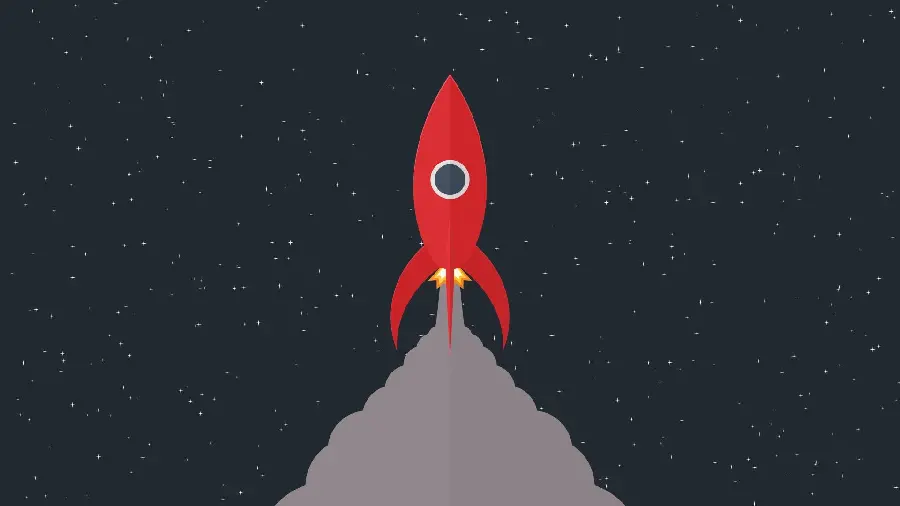 Fantasy Wallpaper of Beautiful Red Rocket in the Starry Sky