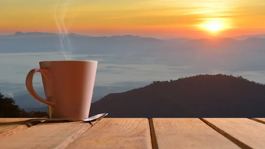 Energetic wallpaper of a hot cup in the morning air with 4k quality