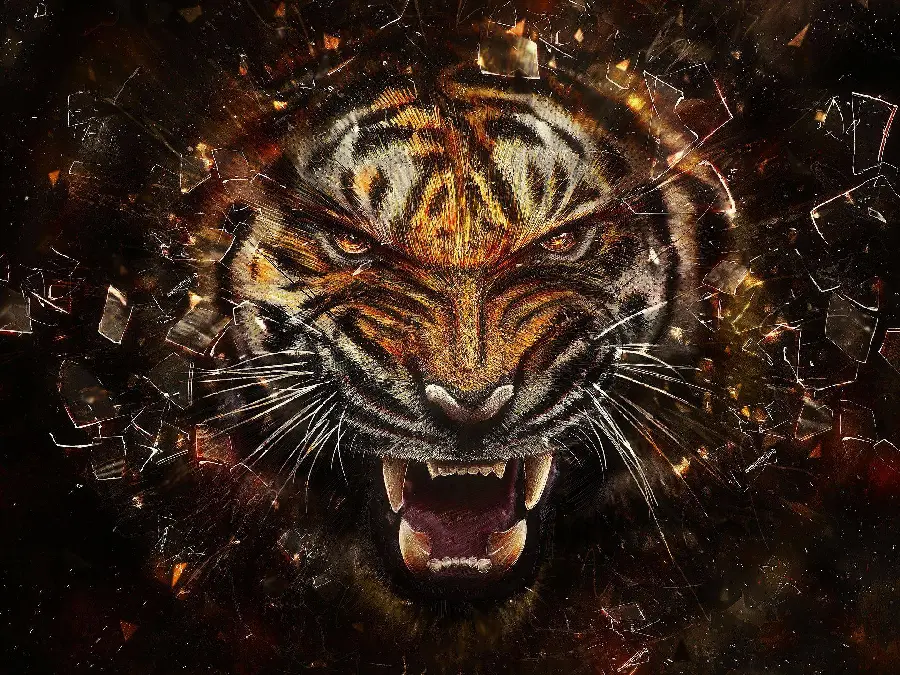 Amazing background photo of a powerful tiger roar with masterful details