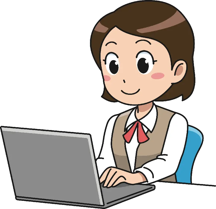 A png image of a working girl and an employee behind a laptop in very good quality 