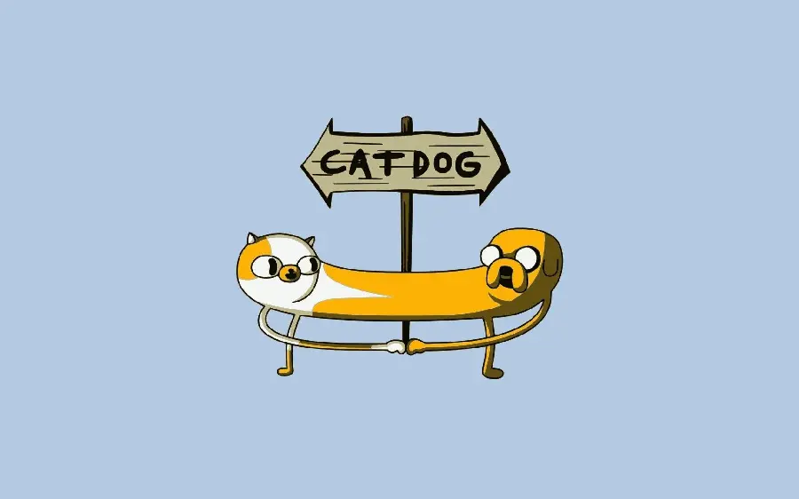 Popular drawing of a cat dog cartoon titled Cat Dog