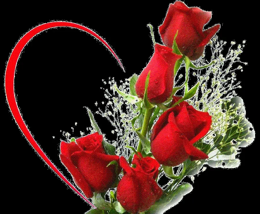 Download red flower and heart png image suitable for photoshop