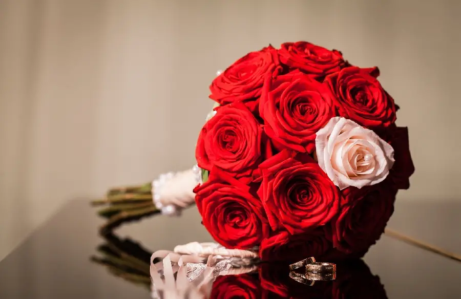 Fresh idea of ​​a red rose bouquet with a different white flower 2023