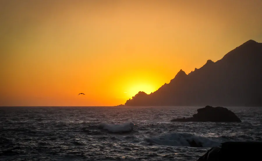 Download full hd photo of sunset nature behind the sea rocks for profile 