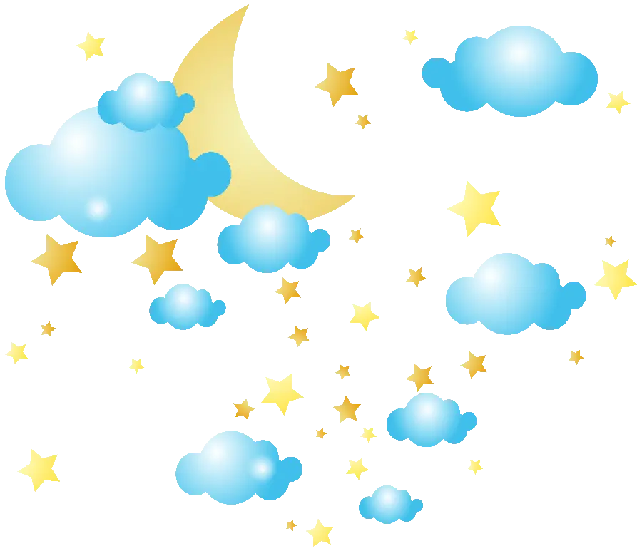 High Quality Moon and Star Cloud Painting Photo for Printing Without Background PNG