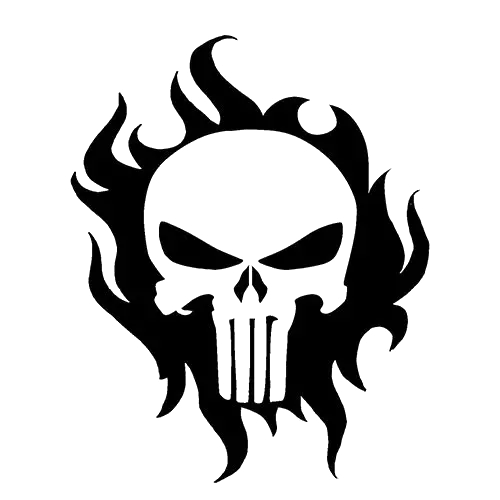Vector Angry Skull with Fire on the Back without Background