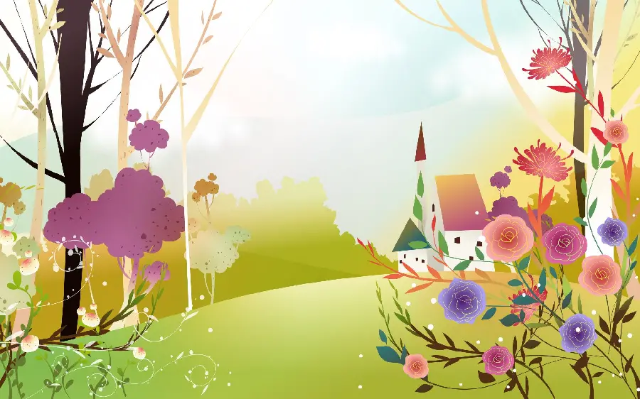 Beautiful and Flowery Spring Painting as Background