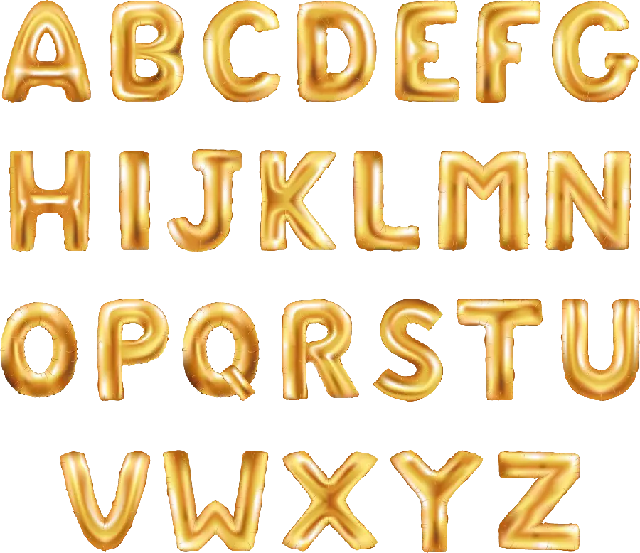 Picture of English letters with shiny gold model