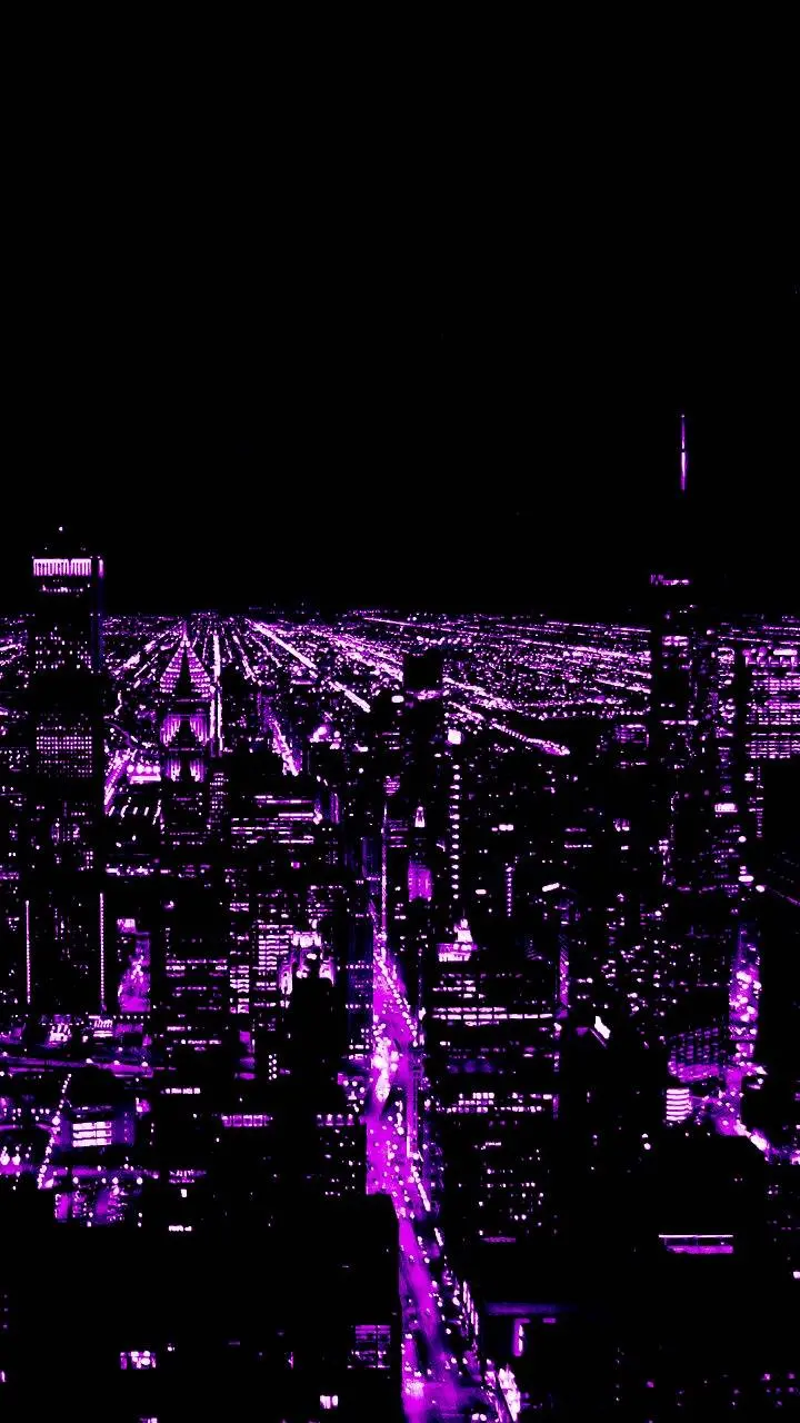 Download Purple City Photo at Night for Mobile Background