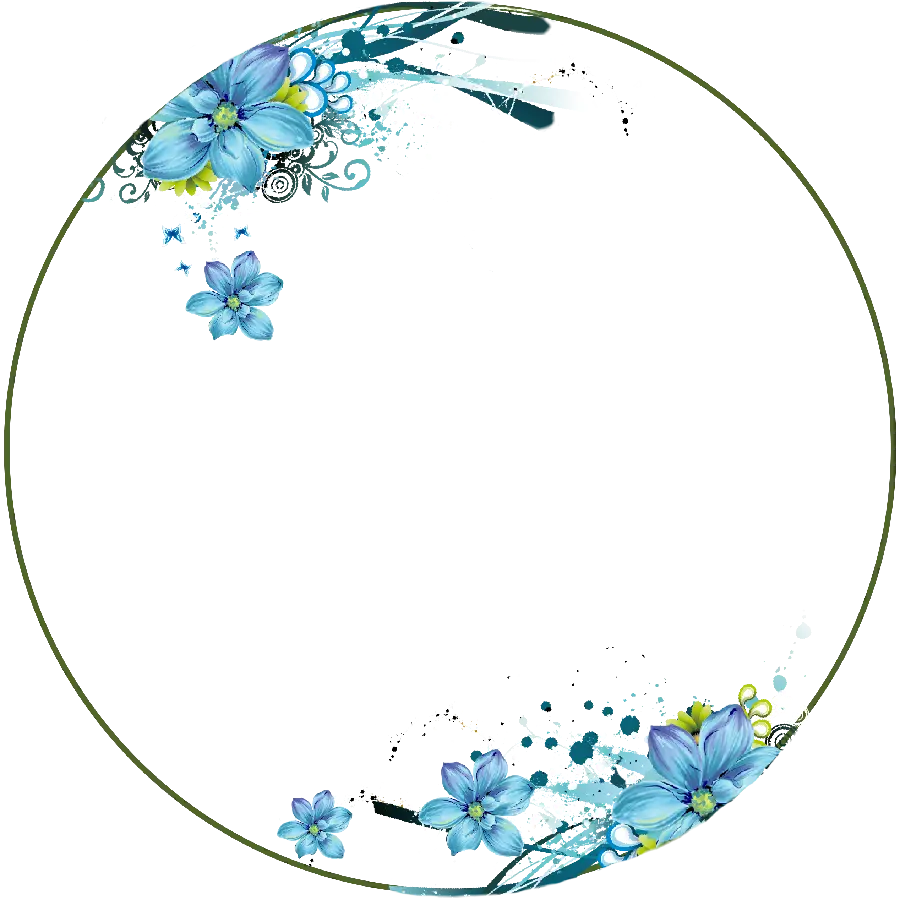Simple circle and blue flowers photo for editing