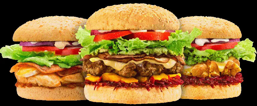 Impressive poster of three hamburgers side by side for advertising printing