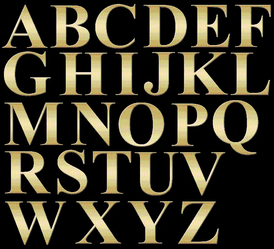 English Letters Picture Gold Color