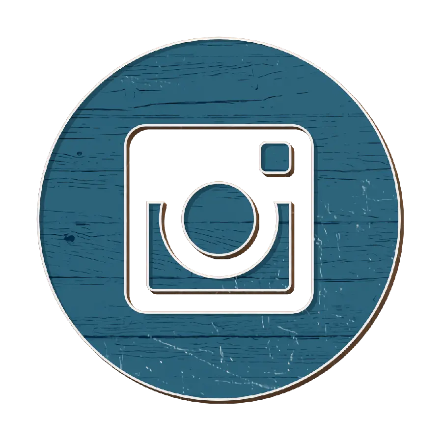 Instagram wooden logo in blue color without background png