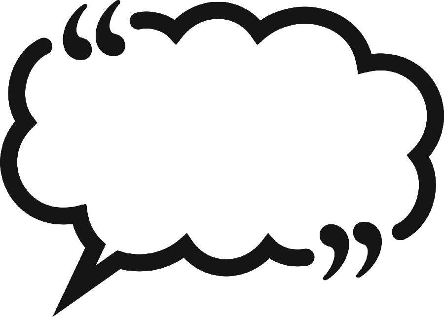 Black and White Quote Bubble Cloud in PNG Format