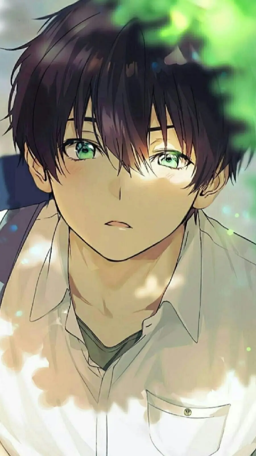 The most crushable anime boy wallpaper with green eyes and black hair