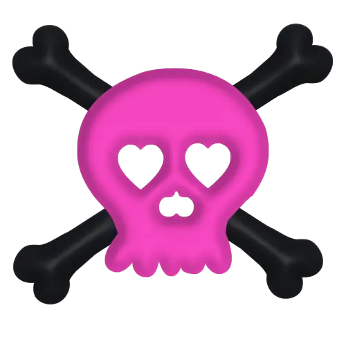 PhotoFantasy pink skull with heart eyes and blank background