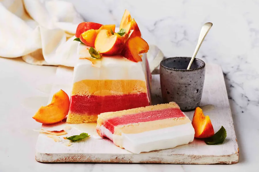 Photo of homemade multi-layered fruit ice cream for printing with the best quality