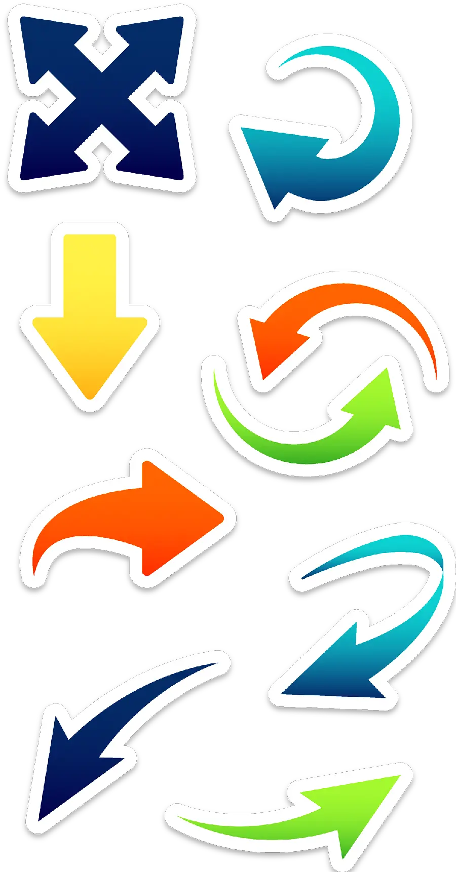 Arrows and arrows in different colors and directions for PowerPoint 