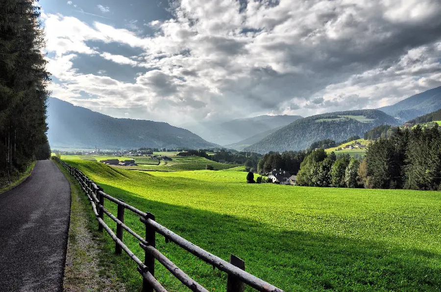Relaxing photo of green nature in a village outside suitable for printing