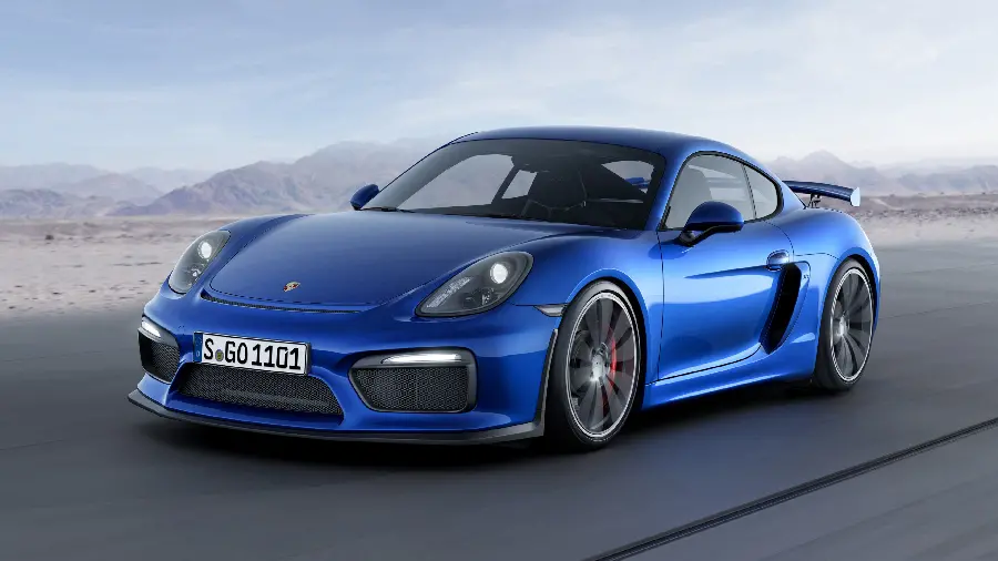 Cool and attractive background photo of a blue Porsche car in 4k quality