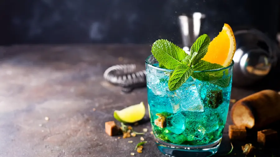 Background Energy from a blue summer drink