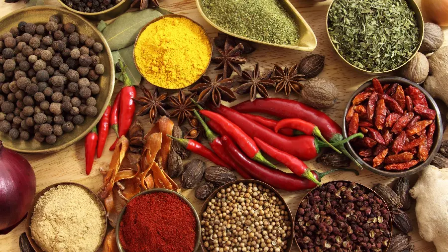 HD image of spices food cinnamon pepper turmeric thyme