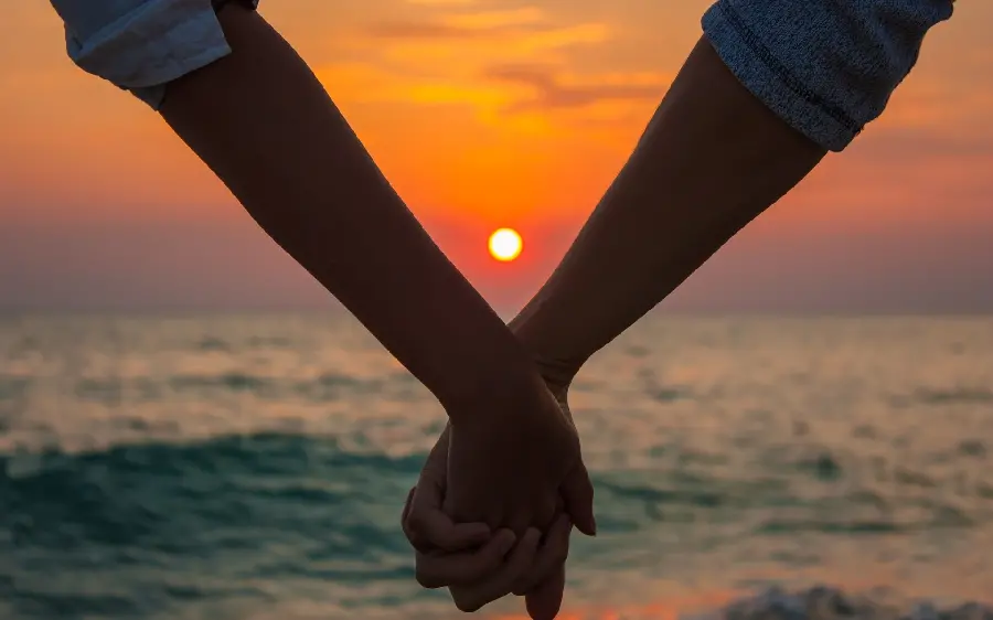 Magical wallpaper of two friends at sunset 2023 for computer desktop