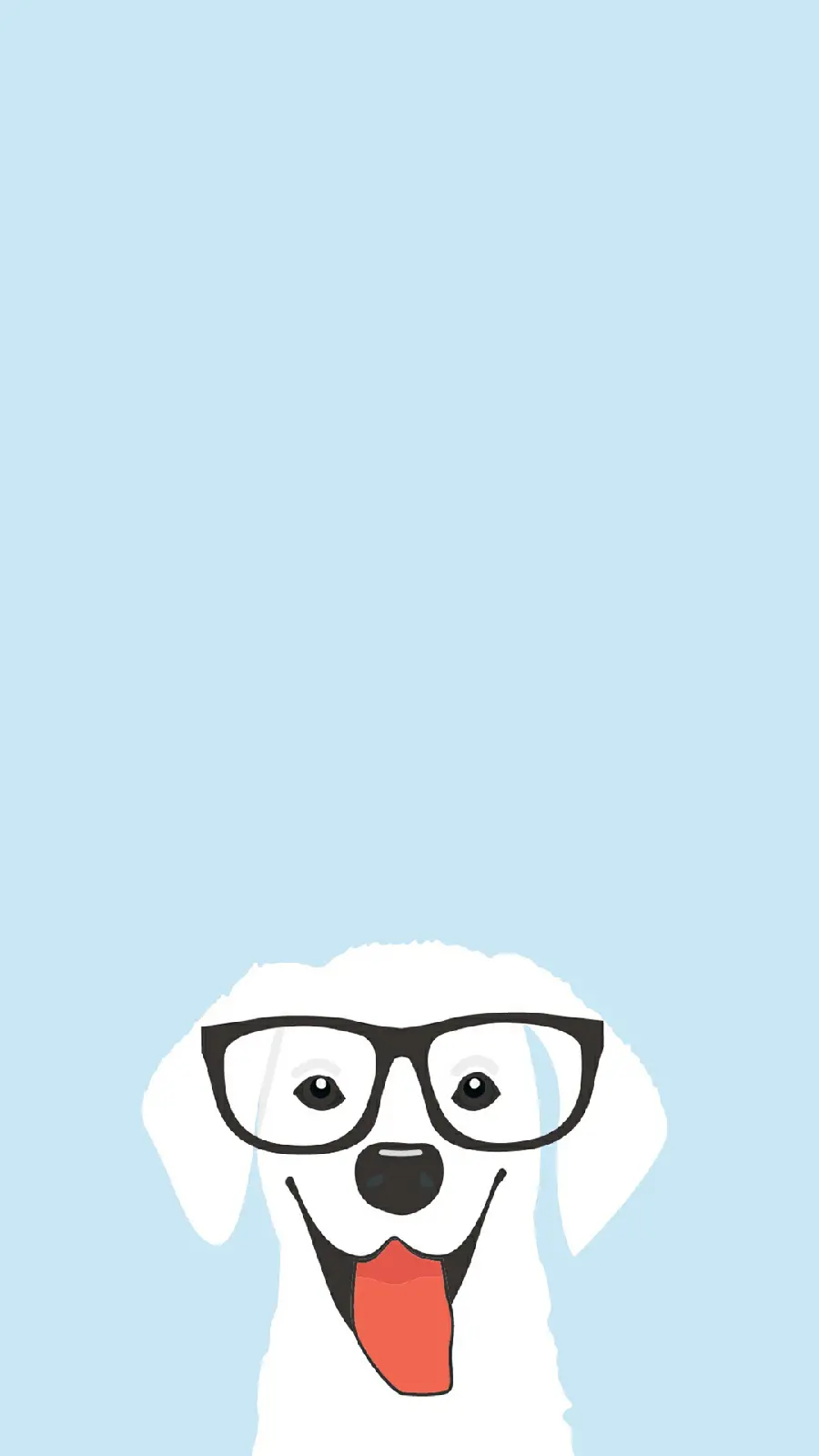 Cartoon image of a cute little white dog with cool glasses