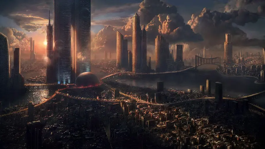 Popular Sci-Fi Background of a Big City in HD Quality 