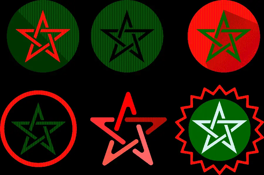 Image of the star inside the flag of Morocco with different designs