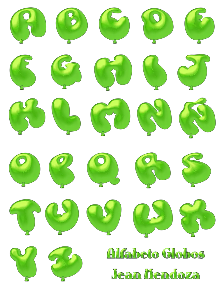 Photo of English letters in green cartoon style