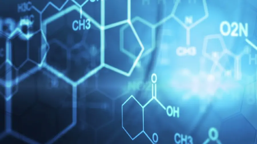 Beautiful blue background with chemistry design for PowerPoint 1402