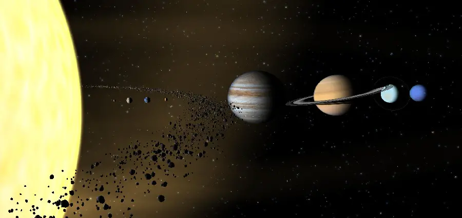 Interesting view of the four outer planets from the main asteroid belt