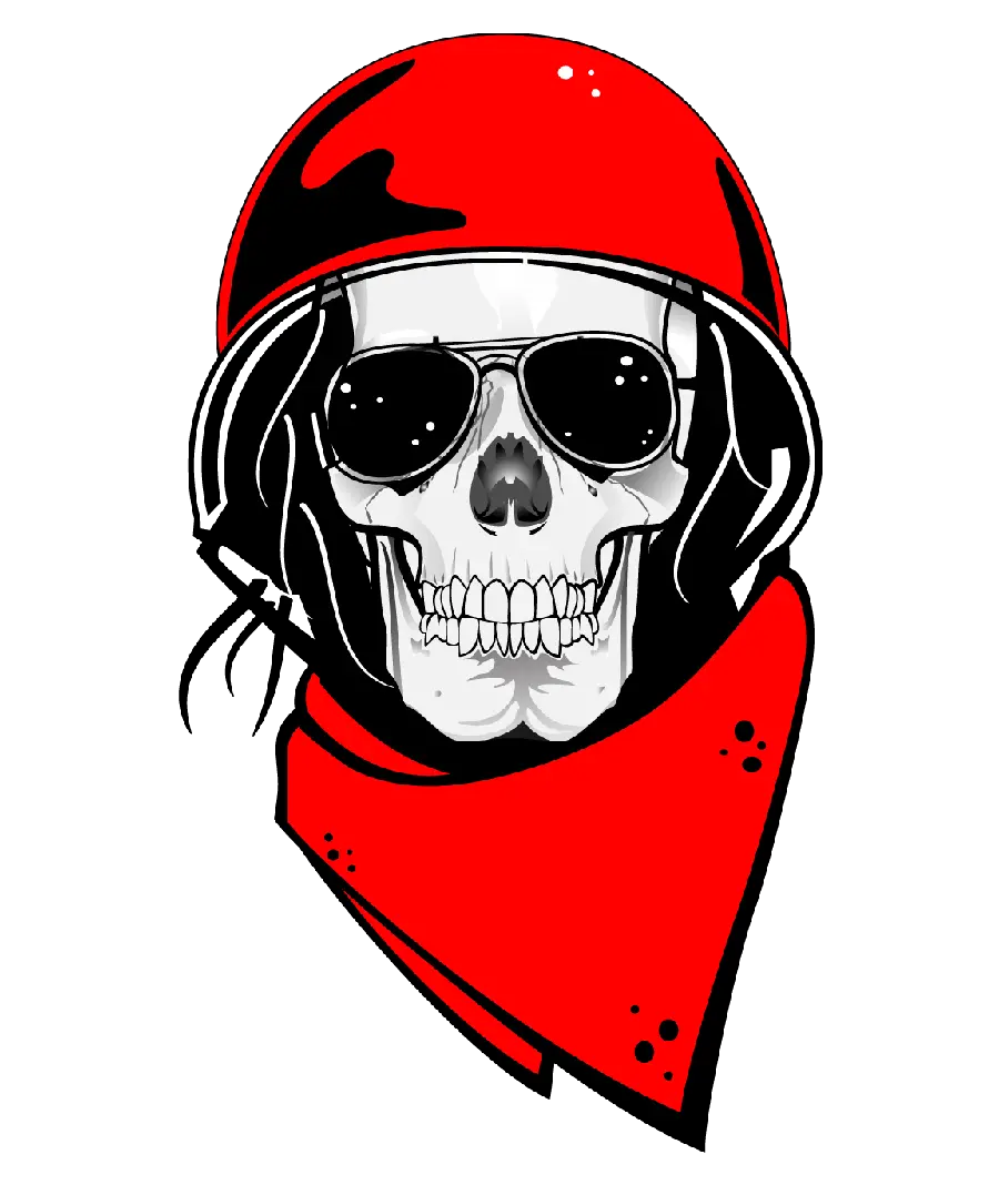 Red Skull with Long Hair Image in PNG Format