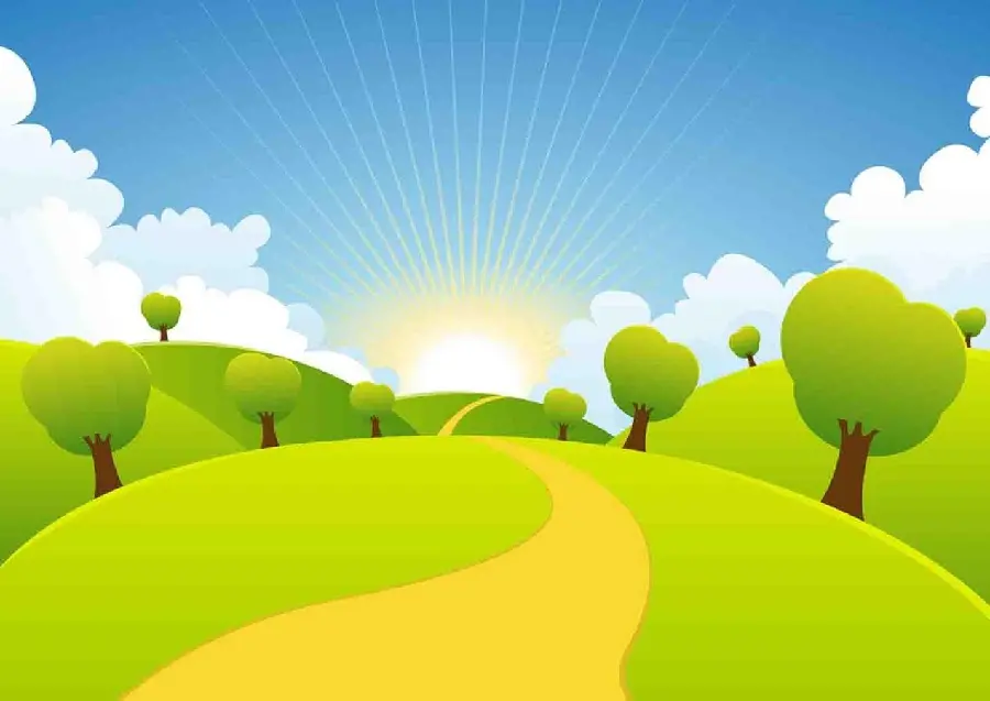 Fantasy image of green nature in the spring season with sunlight