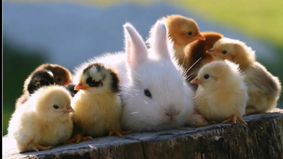The most beautiful spring profile hd of rabbits and chickens