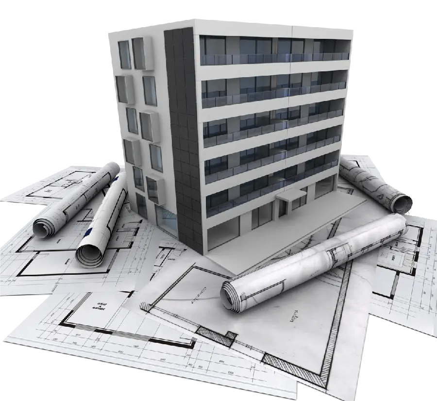 Photo of a tall building with a map in PNG