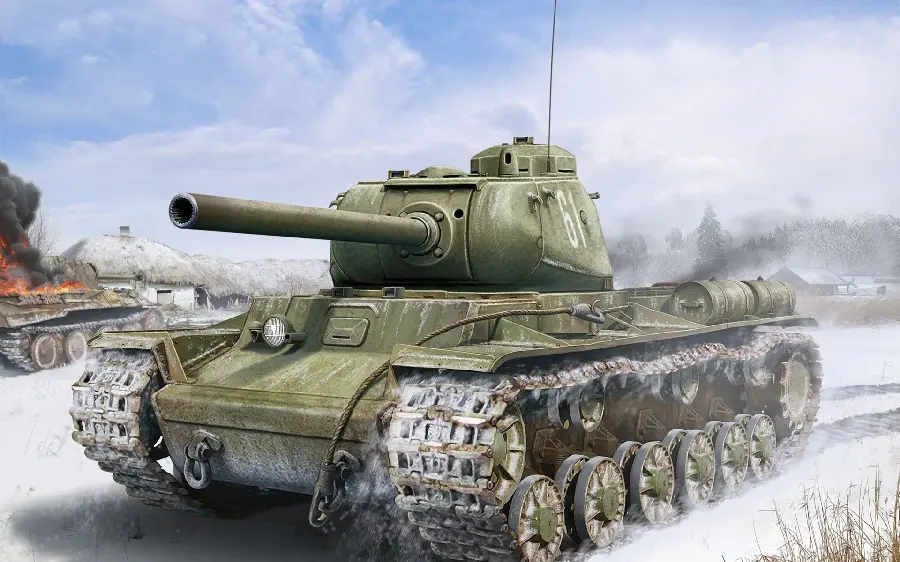 The most popular graphic background of a powerful green tank in the snow 
