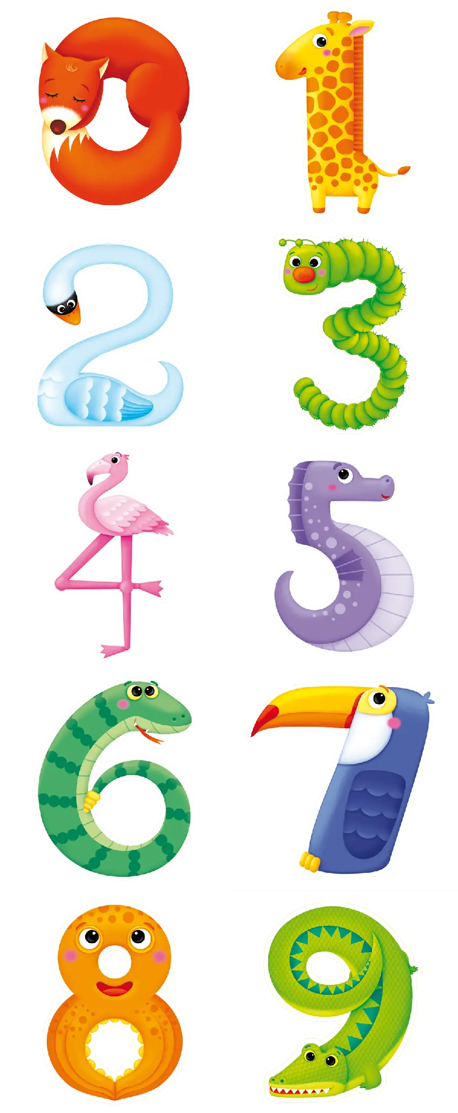 Photo of numbers in the shape of animals for PNG printing