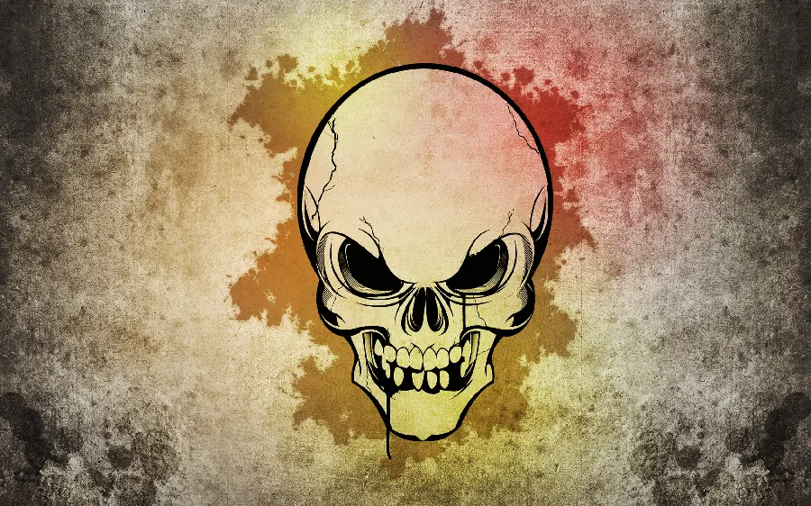 Graphic view of a skull as a laptop wallpaper