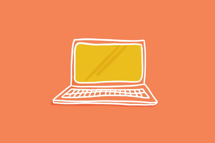 Cute Minimal Wallpaper with a Cute Orange Laptop