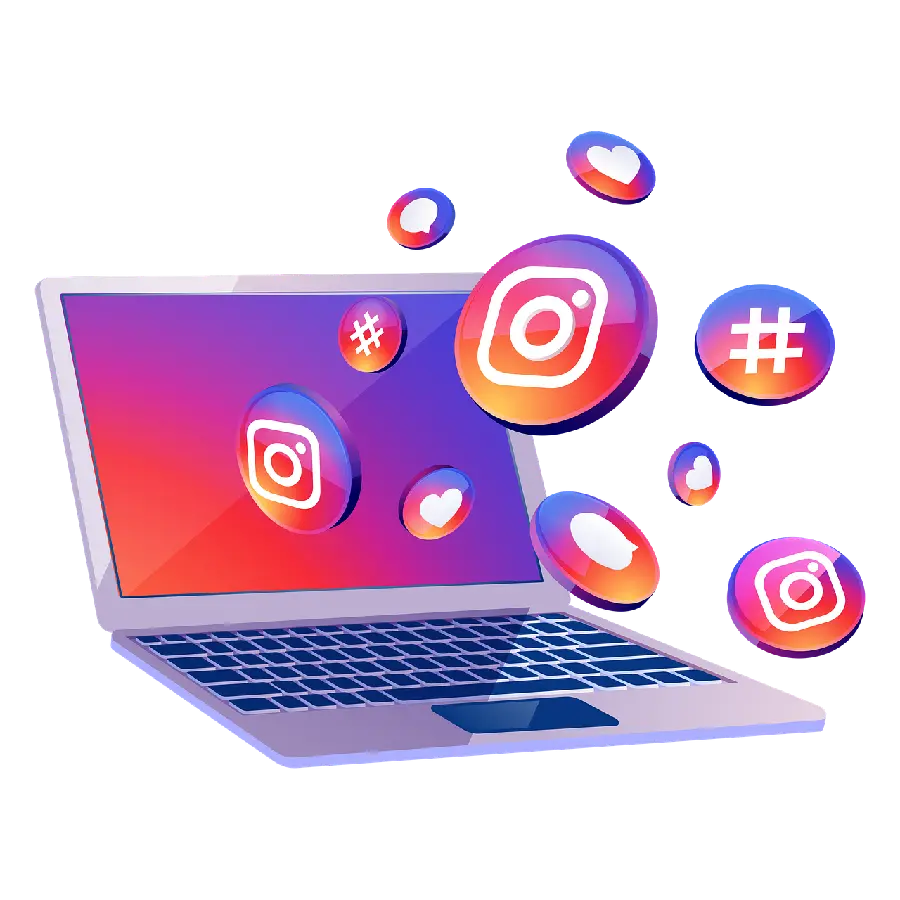 Image of Instagram and laptop logos PNG without background for advertising design