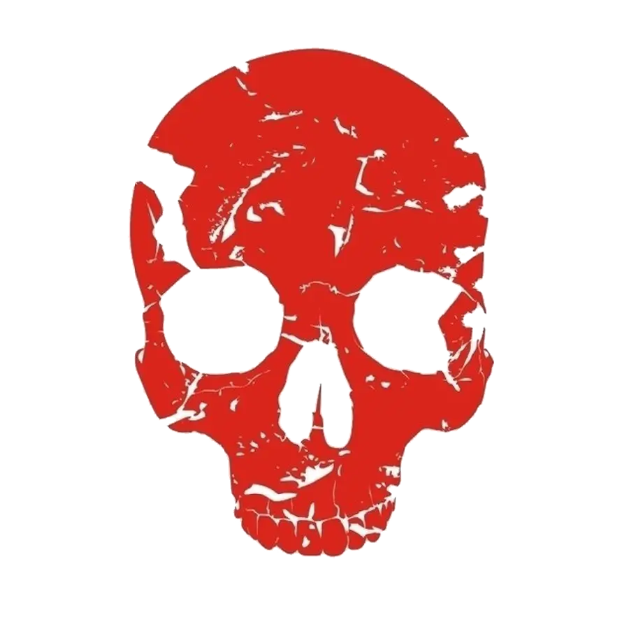 Red and Cracked Skull in a View Without Background