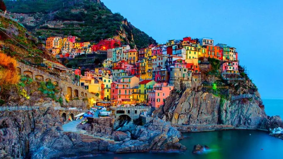 Amazing background of colorful houses in Italy