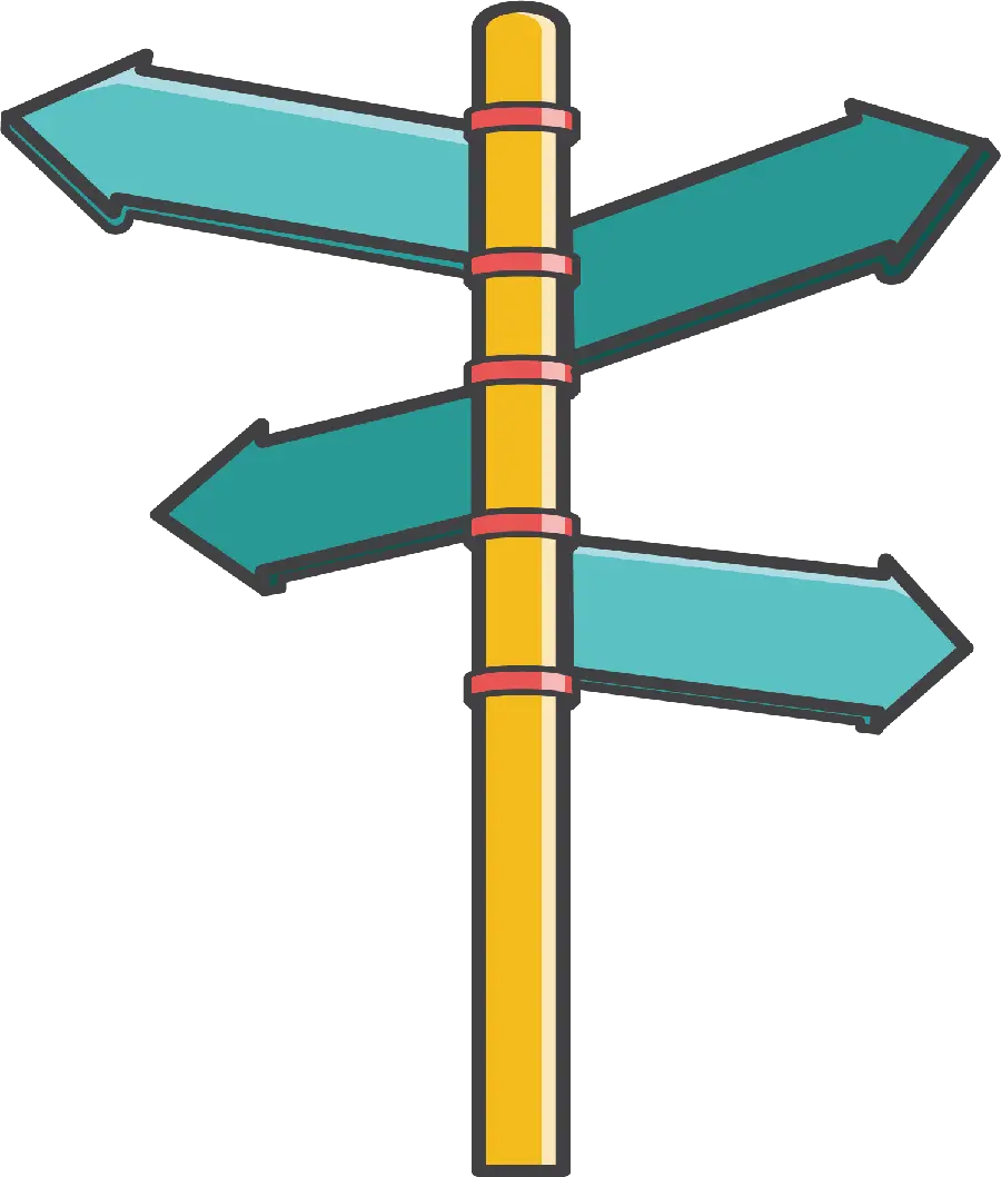 A practical graphic drawing of a street guide directional sign